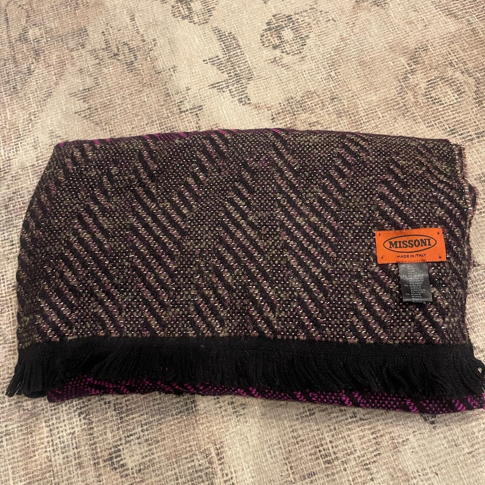 MISSONI Oversized Wool Mohair Fringe Shawl / Scarf Multicolor 65”× 29” - Picture 12 of 12